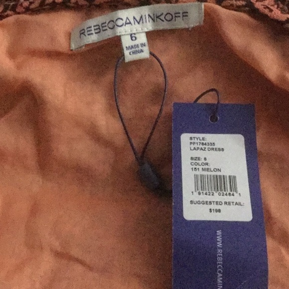 NWT Rebecca Minkoff Lapaz OTS Midi Dress 6 Melon - Picture 7 of 8